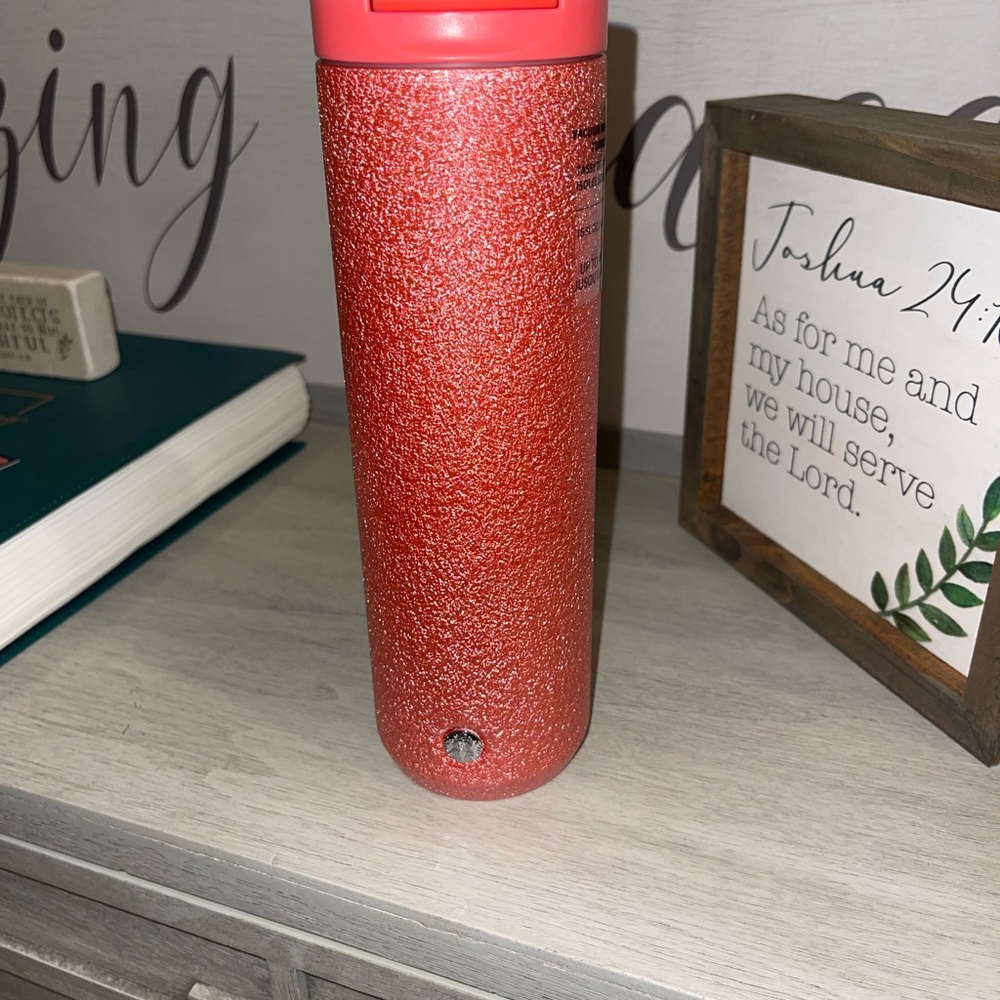 NEW Starbucks 2022 Spring Neon Coral Crystal
Flake Stainless Steel Tumbler